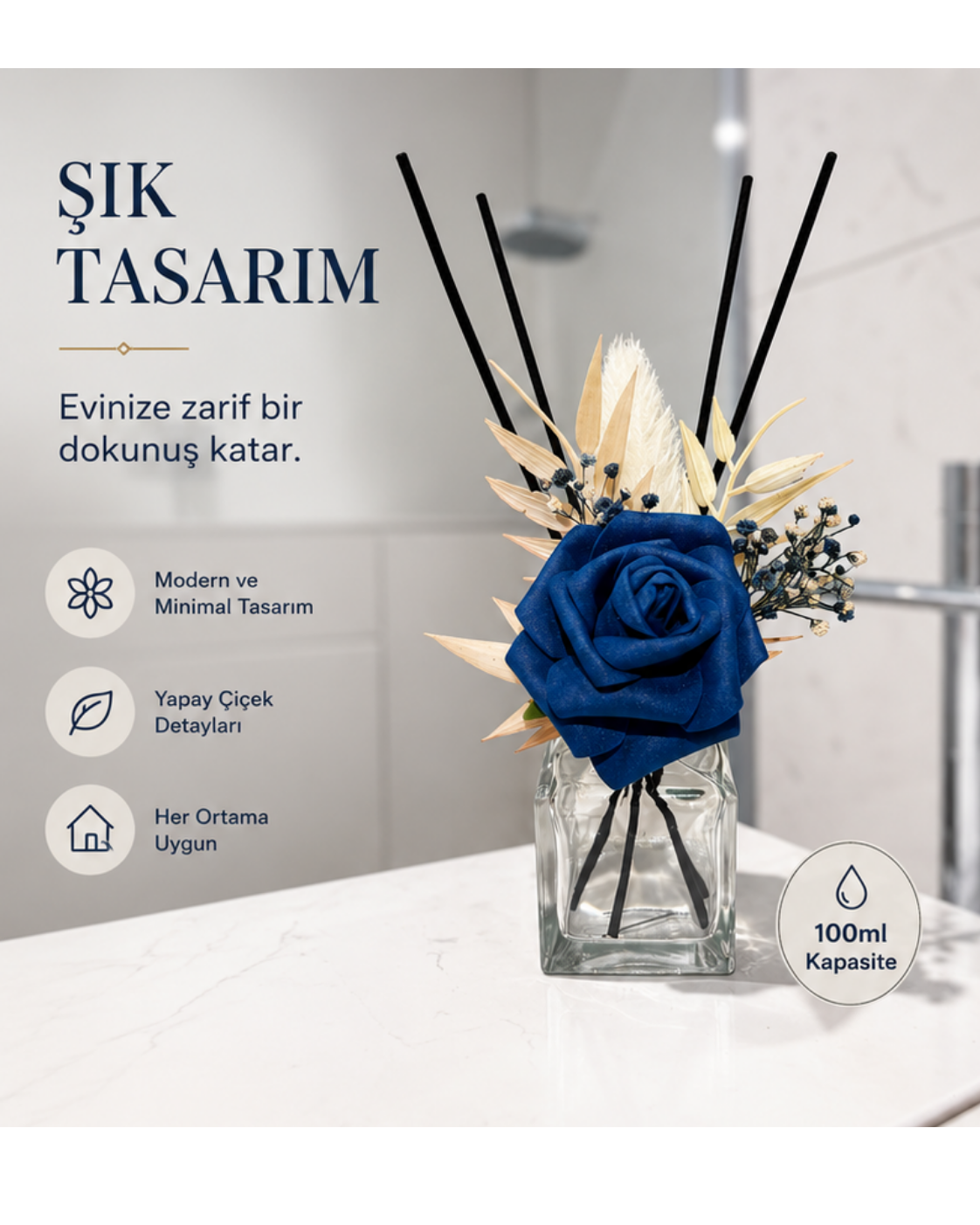 Dekoratif Yapay Çiçekli Oda Kokusu Şişesi