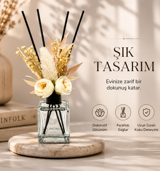 Dekoratif Yapay Çiçekli Oda Kokusu Şişesi