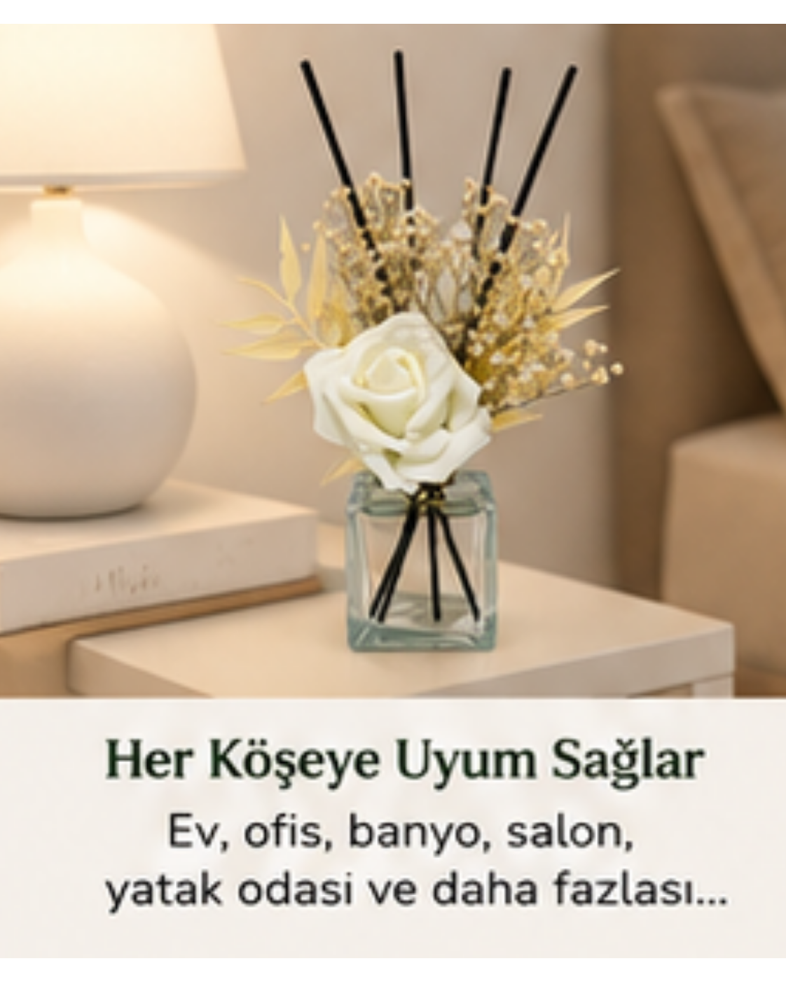Dekoratif Yapay Çiçekli Oda Kokusu Şişesi